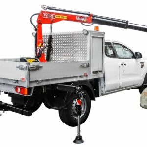 Bakomhyttskåp-framstamsskåp aluminium. Måttanpassad byggd av Almeco. Pumpservice. LKAB Kiruna. Kranbil Ford Ranger.