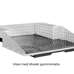 Lastläde med inbyggda sidofack. Visas med tillvalet gummimatta.
