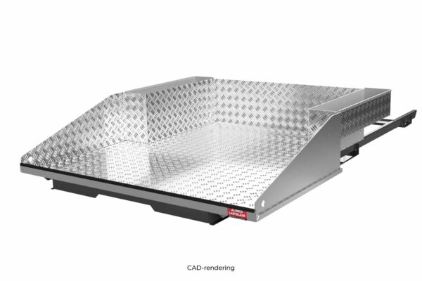 Lastläde med inbyggda sidofack. CAD-rendering.